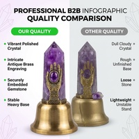 Tour de cristal naturel avec base cloche, ornements en améthyste, quartz rose, lapis-lazuli, sur support antique en laiton, pour la guérison et la décoration intérieure, OEM