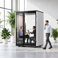 Cabine de réunion de bureau moderne certifiée CE, structure en alliage d'aluminium, pièce privée préfabriquée, verre trempé 6 mm, capteur de mouvement LED, hôtel