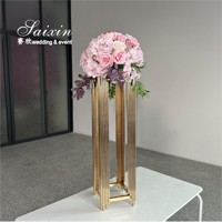 Saixin Support à fleurs en or brillant Pièce maîtresse de mariage élégante et décoration de table