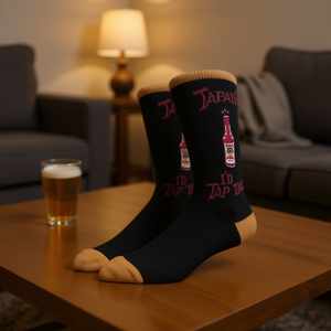 Calcetines de media pantorrilla para hombre 40-45 negros con diseño de cerveza para uso casual - Product Image 2
