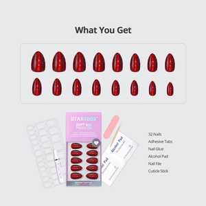 Uñas Postizas de Gel Suave Rojo Ojo de Gato, Venta al por Mayor, Alta Calidad, Reutilizables, 32 Piezas, Cortas, Almendradas, Hechas a Mano - Product Image 2