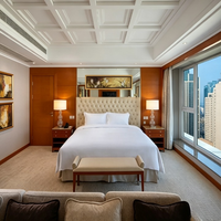 Ensemble de meubles de chambre d'hôtel 5 étoiles haut de gamme, lit modulaire moderne, banc, panneau mural en placage de bois, couleurs personnalisées, chambre familiale