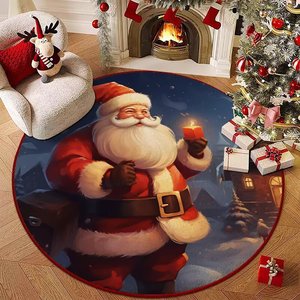 Alfombra antideslizante de Cachemira de dibujos animados de Navidad Fondo lavado Sala de estar Mesa de centro Dormitorio Decoración resistente a la suciedad - Product Image 4