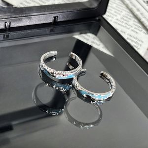 Fine Jewelry Irregular Band <b>Ring</b> Women Y2K Blue Oil Drop Minimalist Aquamarine Zircon Drop Glaze Personalized Open <b>Adjust</b> <b>Ring</b> - Product Image 5