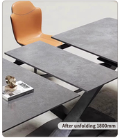 Ensemble de table et de chaises de salle à manger en pierre frittée moderne de luxe, 4 places extensibles, 6 places, appartement, meubles de maison, hôtel, noir/or