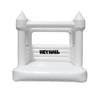 Château gonflable commercial blanc en PVC de qualité supérieure avec piscine à balles et toboggan aquatique, taille personnalisable, idéal pour la location événementielle