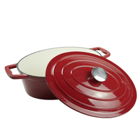 Cocotte en fonte émaillée brillante antiadhésive, design européen, ovale, avec deux poignées latérales courtes