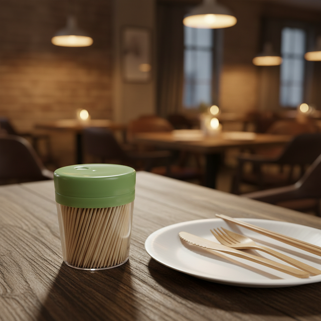 Eco-friendly Custom Logo Disposable Bamboo Toothpick Single Sided Bulk Wholesale Packed in Bottle for Restaurants