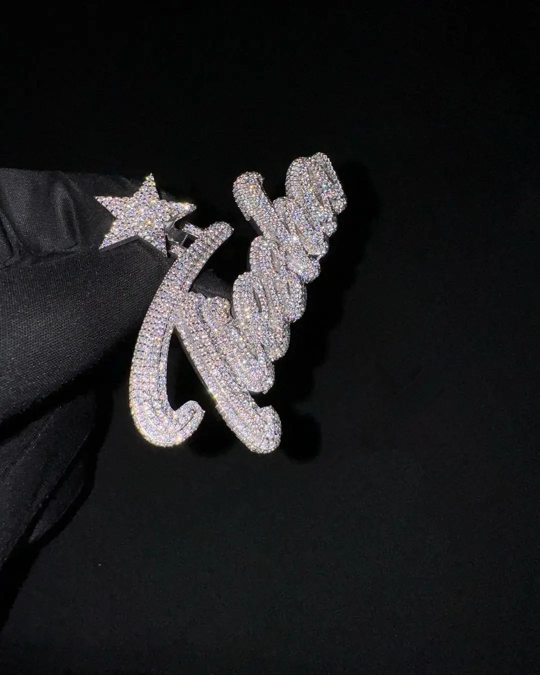 Collana personalizzata personalizzata con ciondolo a catena con lettera iniziale in argento 925 pendenti ghiacciati Hip Hop