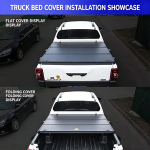 Flush Mount Hard Tri-Fold Tonneau Cover for Nissan Navara Frontier, <b>Low</b> Profile Aluminum <b>Bed</b> Cover Waterproof, Rack Compatible - Product Image 4
