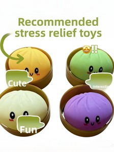 Hot Selling Cute Steamed Bun Stress Relieving Toy Glitter Dumpling Soft Squishy <b>Texture</b> Slow Rebound Ideal for Fidget Play - Product Image 6