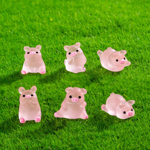 Accesorios DIY que Brillan en la Oscuridad, Piezas Decorativas en <span class=keywords><strong>Miniatura</strong></span> de Resina, Cerdito Adorable que Brilla en la Oscuridad - Product Image 5
