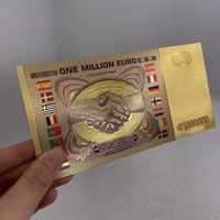 Billet de banque factice de 1 million d'euros en plastique plaqué or pour collection et décoration