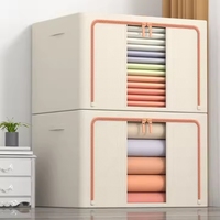 Boîte de rangement extra-large en tissu Oxford de lin, organisateur pliable bicolore pour armoire domestique, en plastique épaissi