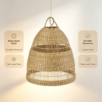 Lampe suspendue en rotin tressé de style scandinave rustique, artisanale, pour salle à manger, café, éclairage intérieur