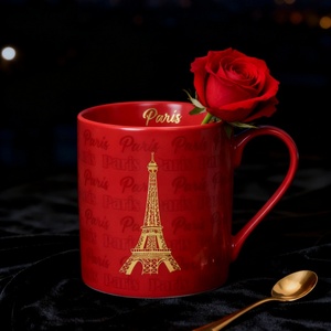 Ensemble de tasses à café en céramique multicolores personnalisées de 12 oz, souvenir de la ville de Paris, tasse à lait en porcelaine, sans danger pour les aliments - Product Image 4