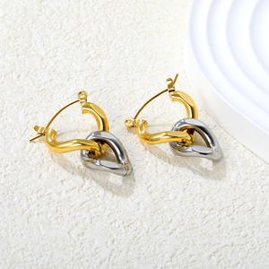 Pendientes de Aro de Acero Inoxidable a la Moda, Chapados en Oro de 18K, Resistentes al Agua y al Deslustre, con Cadena de Colores Mezclados - Product Image 3