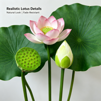 Ornement d'ambiance à thème floral, de feuilles aquatiques et de capsules de fleurs, série Fleur de Lotus, accessoire de décoration pour maison de thé et lieux de réception culturelle