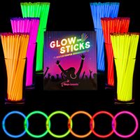 Bâtons lumineux PE en vrac, pack de fête, Halloween, camping, toutes occasions, 8 pouces, durables, jetables, multicolores, 6-8 heures, marque JH, boîte cadeau
