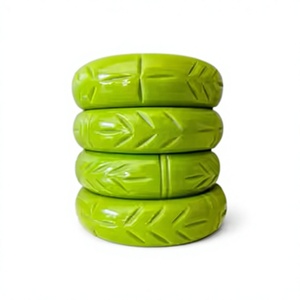 Brazalete de Resina Tallada con Diseño de Jade Verde Amarillo Vintage, Patrón de Planta en Tono Dorado, Elegante y Único, Unisex, para Bodas y Fiestas - Product Image 2