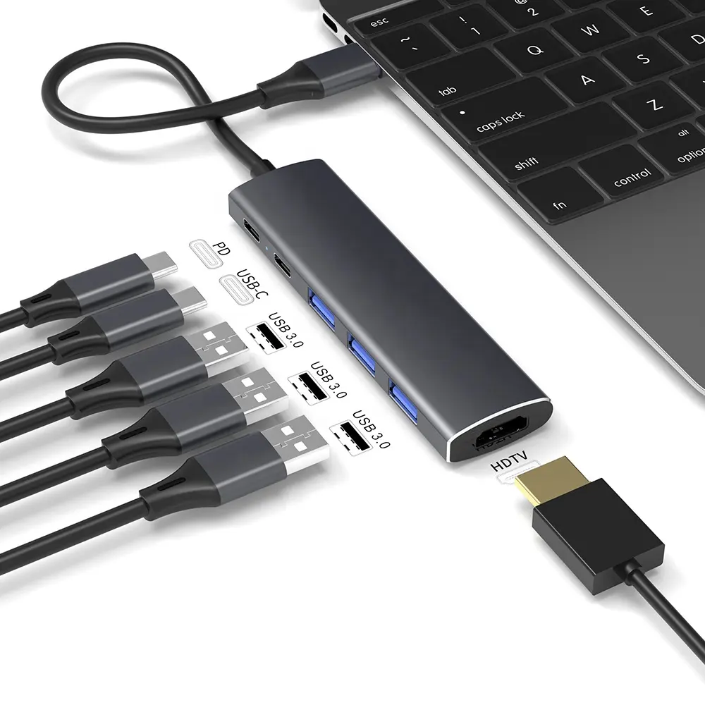 Небольшой USB-концентратор 6 в 1 USB C концентратор многопортовый адаптер с 4K HDTV USB 3,0 разветвитель Type C концентратор адаптер для iPad Pro ноутбука