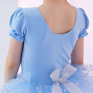 Kids Puff Sleeve Ballet Tutu Dress Girls <b>Glitter</b> Tulle <b>Skirted</b> Leotard for Dance Performance Great for Birthday Gifts - Product Image 4