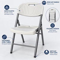 Chaise pliante en plastique HDPE avec poignée de transport, cadre en acier épaissi, siège portable pour jardin, terrasse, salle à manger, événements en plein air, usage domestique