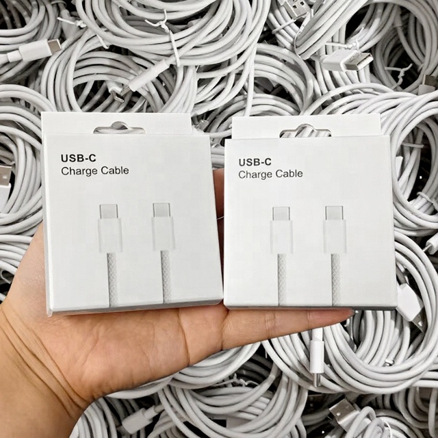 1m 2m White 60W Braided Usb c to Usb c Cable 3ft Type c Fast Charger Woven Power Cord with Pvc with Box