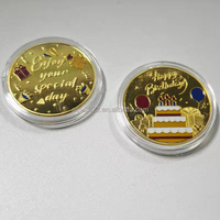 Badges d'anniversaire en gros, pièces de monnaie en métal personnalisées, pièces de monnaie dorées, cadeau souvenir, artisanat métallique pour cadeau d'anniversaire pour enfants