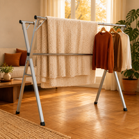 Séchoir à linge multifonctionnel en acier inoxydable de type X, pliable et portable, pour vêtements et serviettes