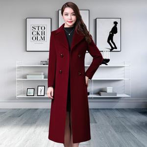 Automne hiver manteau en laine à double boutonnage Extra Long sur le genou Slim Fit nouveau Style fourrure de lapin peau de serpent cuir bouton soie - Product Image 2