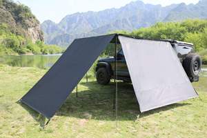 Tente <span class=keywords><strong>de</strong></span> <span class=keywords><strong>camping</strong></span> extérieure épaisse en tissu Oxford noir, résistante au vent, protection solaire, imperméable, extension latérale pour voiture, 2 personnes - Product Image 2