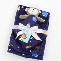 Couverture imprimée double couche pour bébé en peluche courte Sherpa, couverture d'emmaillotage, doudou animal, couverture de sécurité et de confort