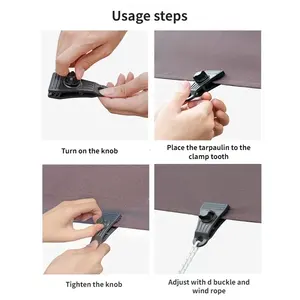 Clips de tente multifonctionnels portables robustes en mélamine, aluminium et plastique pour bâche de bateau, bâche imperméable et auvent de camping – Vente en gros - Product Image 3