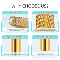 HYTOOS 24mm Super Long 5 en 1 Embouts de ponceuse à ongles en carbure de titane coniques, bidirectionnels, accessoires de ponçage électrique pour manucure