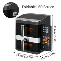 Friteuse à air chaud électrique 267167 CE/CETL 1800W à double panier, écran tactile numérique intelligent avec écran LCD