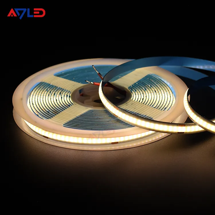 12 וולט 24 וולט cob led פס ללא נקודות ניתן לחיתוך 320 לדים/מ' סליל לסליל Cob Led Strips