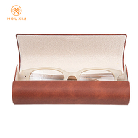 Nouvel étui à lunettes en cuir PU fait main, boîte de protection portable pour lunettes, best-seller pour hommes et femmes, logo personnalisé, vente en gros