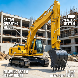 Excavatrice moyenne de 22 tonnes pour la construction routière, marque chinoise, machine de terrassement pour la construction de routes - Product Image 1