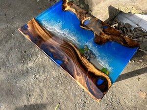 Dessus de table durable en bois solide avec la surface imperméable à haute brillance d'époxyde de résine pour la maison de bureau et les projets commerciaux de meubles - Product Image 4