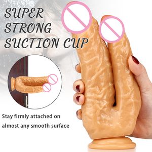 Dildo réaliste double tête géant, jouet sexuel pour <span class=keywords><strong>adultes</strong></span>, prend en charge l'insertion double face, étanche, souple, sans poignée. - Product Image 4