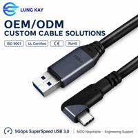 Câble long USB 3.0 vers Type C coudé à droite avec amplificateur de signal 5 Gbit/s OEM ODM pour appareil photo, disque dur, lunettes VR