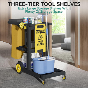 Chariot <span class=keywords><strong>de</strong></span> nettoyage pliable multifonctionnel pour hôtels Chariot d'entretien ménager Fournitures <span class=keywords><strong>de</strong></span> conciergerie en gros - Product Image 6