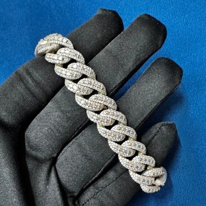 Calidad Premium 15MM VVS Moissanite redondo y Baguette diamante estilo Hip Hop joyería pulsera cubana disponible para cantidad a granel - Product Image 6