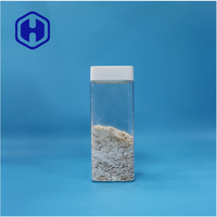 Pot en plastique PET transparent de forme carrée, facile à ouvrir, avec couvercle à vis carré pour les noix, les collations et les bonbons - Étanche, sans BPA