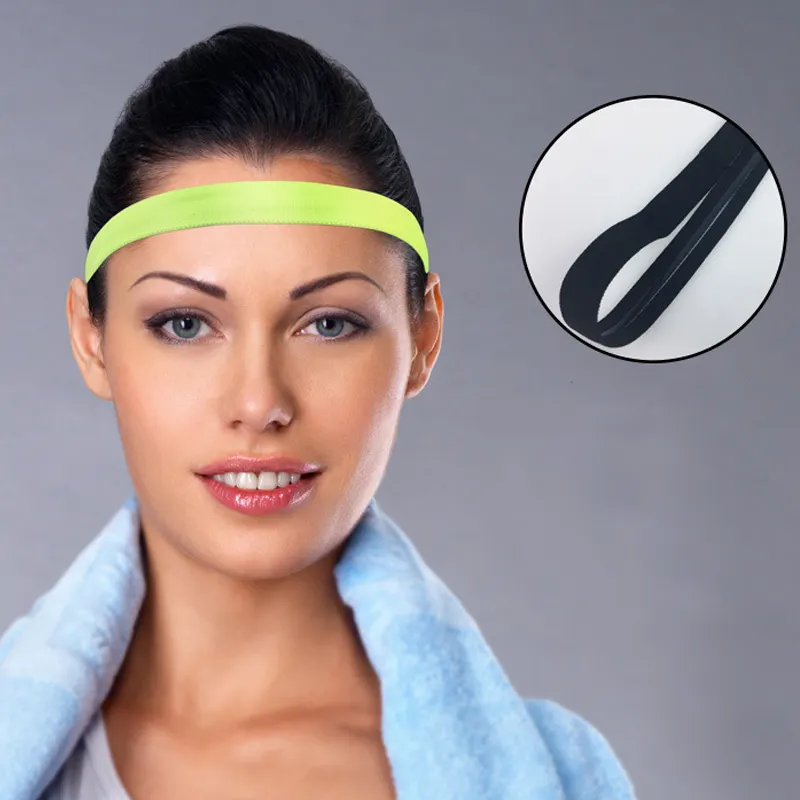 Bando silikon Anti keringat, ikat kepala silikon anti selip untuk pria dan wanita, ikat kepala untuk yoga lari kebugaran luar ruangan