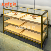 Vitrine de présentation en verre LED et acier inoxydable pour bijoux, présentoirs et étagères