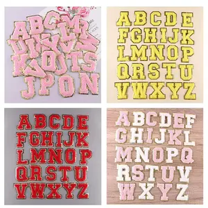 A-Z de letras personalizables para ropa, parche de chenilla con letras del alfabeto, apliques de costura, bordado de lentejuelas