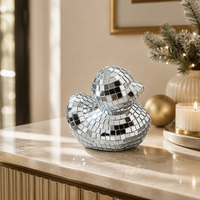 Ornement en verre en forme de canard miroir, décoration animale faite à la main, style disco, décoration d'intérieur, décoration de fête de mariage