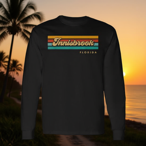 Innisbrook Florida <b>Long</b> <b>Sleeve</b> <b>T</b>-<b>Shirt</b> Vintage Sunset <b>Stripes</b> Design - Product Image 3